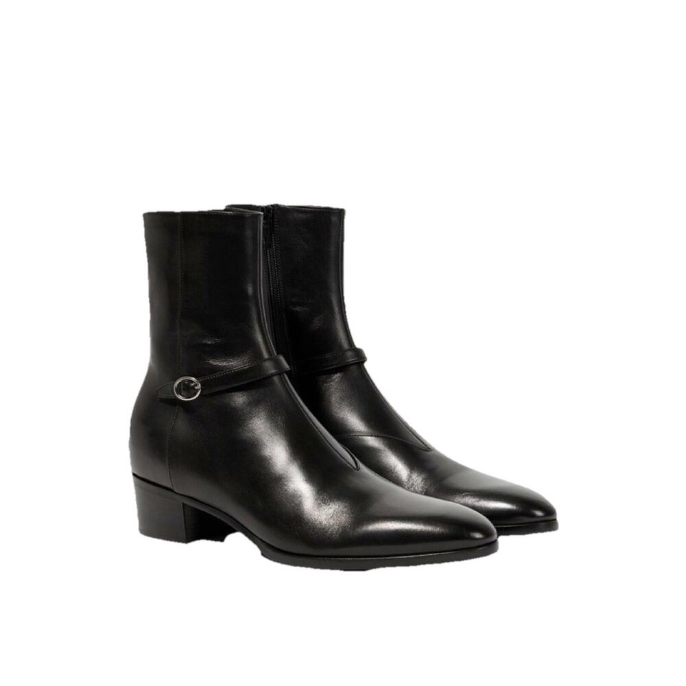 NIB Saint Laurent Vlad 45 Zip Ankle Boots EU 42 US 9 Black Leather $1,290